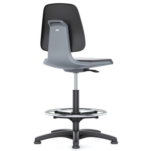 Pracovní židle Bimos Labsit 9121 s kluzáky, s podnožkou, koženka, antracit