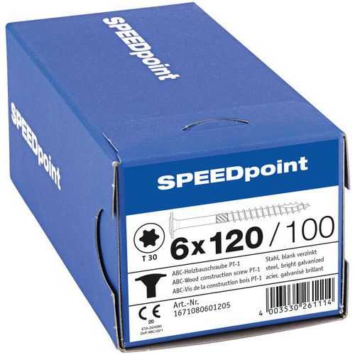 Vruty do dřeva s plochou hlavou Speedpoint TX o 6 mm, 120 mm Vruty do dřeva s plochou hlavou Speedpoint TX o 6 mm, 120 mm