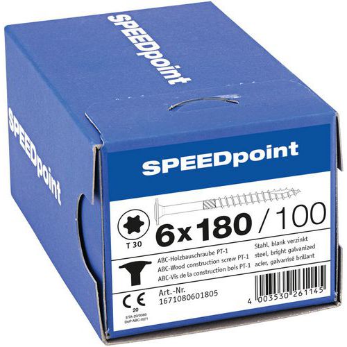 Vruty do dřeva s plochou hlavou Speedpoint TX o 6 mm, 180 mm Vruty do dřeva s plochou hlavou Speedpoint TX o 6 mm, 180 mm