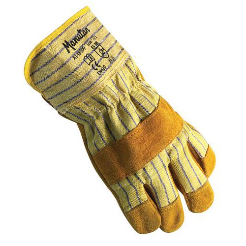 Kožené rukavice Manutan Expert, žluté, vel. 9