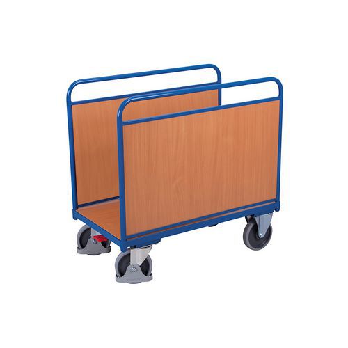 Plošinový vozík se dvěma stěnami, do 500 kg, 104,5 x 106 x 70 cm, modrý