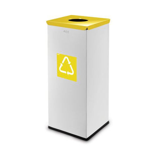 Kovový odpadkový koš EKO Square na tříděný odpad, objem 60 l, žlutý