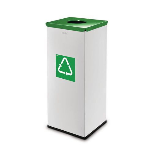 Kovový odpadkový koš EKO Square na tříděný odpad, objem 60 l, zelený