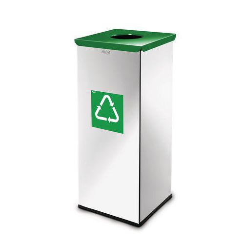 Kovový odpadkový koš Prestige EKO Square na tříděný odpad, objem 60 l, zelený
