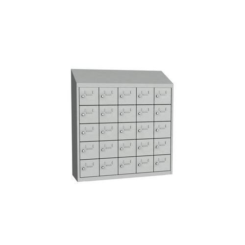 Svařovaná skříň na osobní věci Olaf, 25 boxů, cylindrický zámek, šedá/šedá