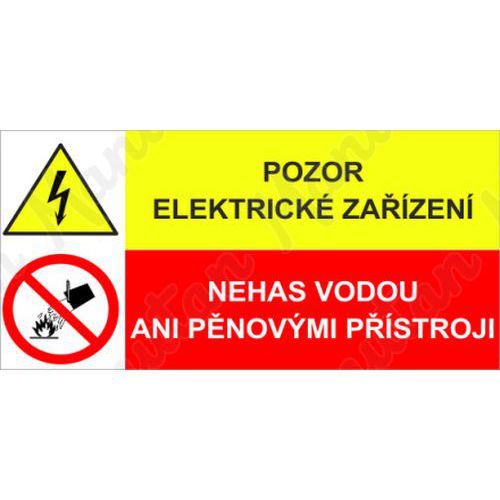 Pozor elektrické zařízení, plast 75 x 50 x 0,5 mm