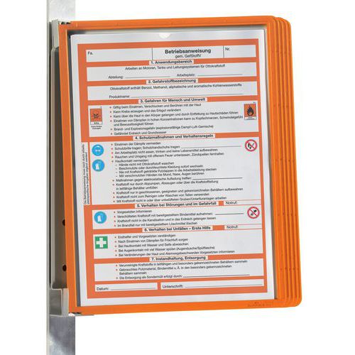 Magnetický nástěnný držák Vario® pro 5 kapes A4, oranžový - Durable