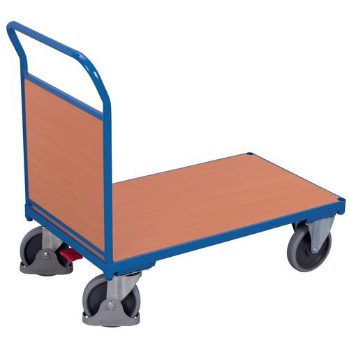 Plošinový vozík s madlem s plnou výplní, do 500 kg, 101,5 x 112,5 x 60 cm, modrý