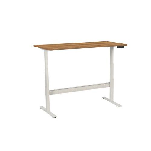 Výškově nastavitelný kancelářský stůl Manutan Expert, 160 x 80 x 62,5 - 127,5 cm, rovné provedení, ABS 2 mm, ořech