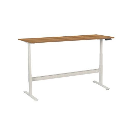 Výškově nastavitelný kancelářský stůl Manutan Expert, 200 x 80 x 62,5 - 127,5 cm, rovné provedení, ABS 2 mm, ořech