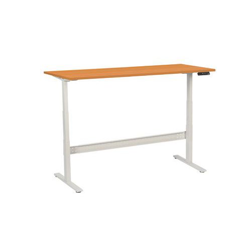 Výškově nastavitelný kancelářský stůl Manutan Expert, 180 x 80 x 62,5 - 127,5 cm, rovné provedení, ABS 2 mm, buk