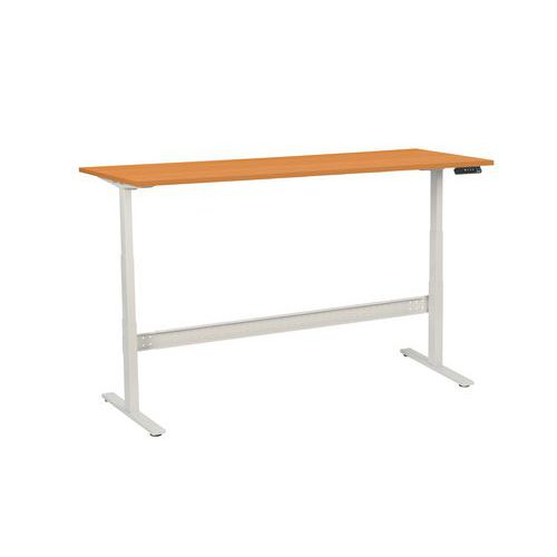 Výškově nastavitelný kancelářský stůl Manutan Expert, 200 x 80 x 62,5 - 127,5 cm, rovné provedení, ABS 2 mm, buk