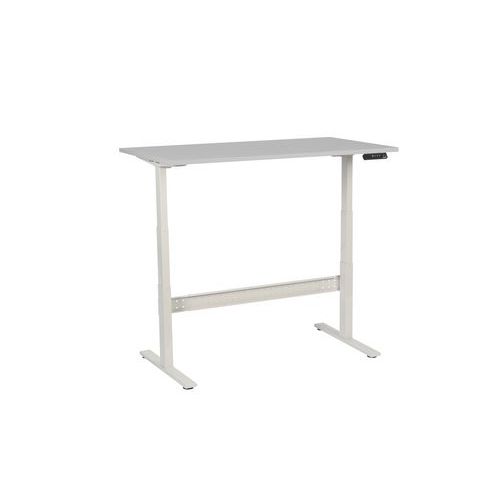 Výškově nastavitelný kancelářský stůl Manutan Expert, 140 x 80 x 62,5 - 127,5 cm, rovné provedení, ABS 2 mm, světle šedá