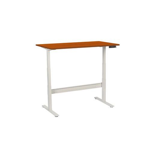 Výškově nastavitelný kancelářský stůl Manutan Expert, 140 x 80 x 62,5 - 127,5 cm, rovné provedení, ABS 2 mm, třešeň