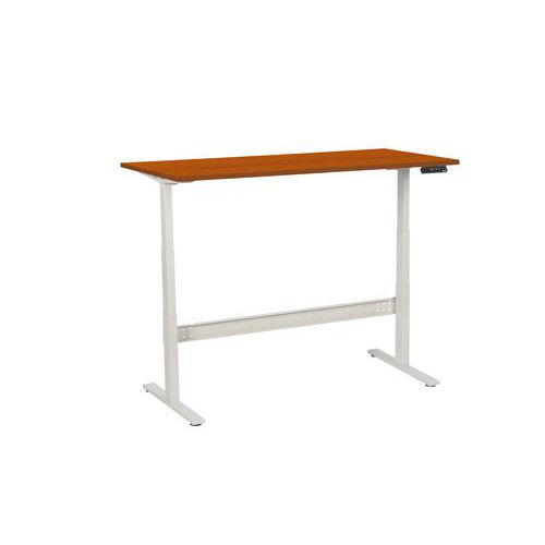 Výškově nastavitelný kancelářský stůl Manutan Expert, 160 x 80 x 62,5 - 127,5 cm, rovné provedení, ABS 2 mm, třešeň
