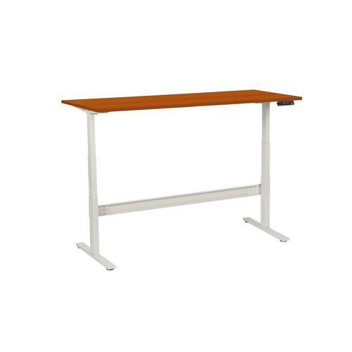 Výškově nastavitelný kancelářský stůl Manutan Expert, 180 x 80 x 62,5 - 127,5 cm, rovné provedení, ABS 2 mm, třešeň