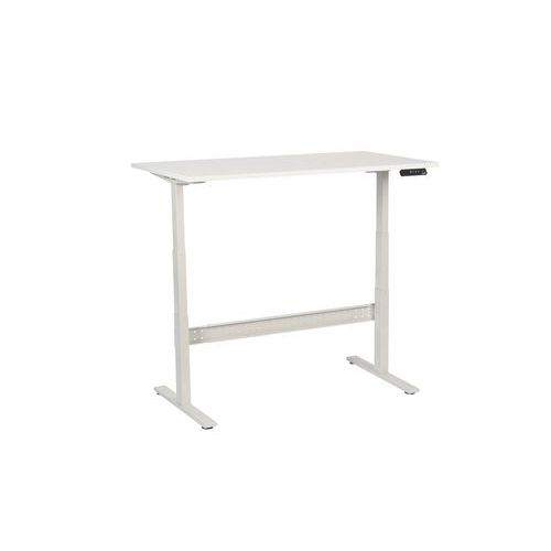 Výškově nastavitelný kancelářský stůl Manutan Expert, 140 x 80 x 62,5 - 127,5 cm, rovné provedení, ABS 2 mm, bílá