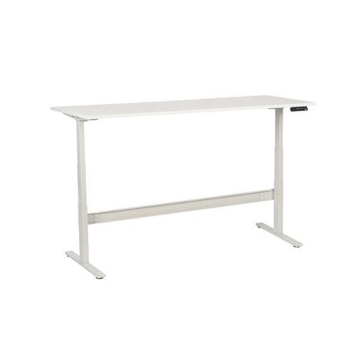 Výškově nastavitelný kancelářský stůl Manutan Expert, 200 x 80 x 62,5 - 127,5 cm, rovné provedení, ABS 2 mm, bílá