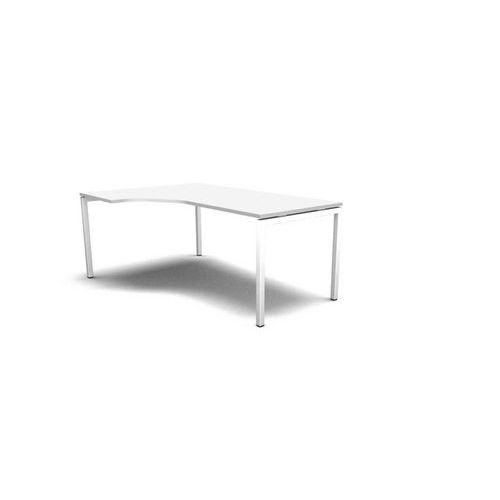 Stůl pracovní - ergo levý, deska bílá, podnož bílá