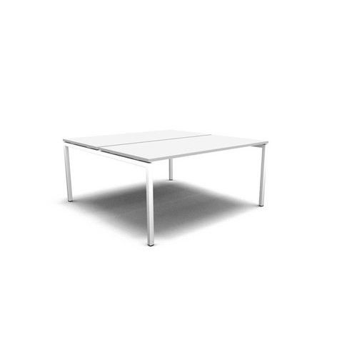 Sdružené pracovní stoly, deska bílá, podnož bílá