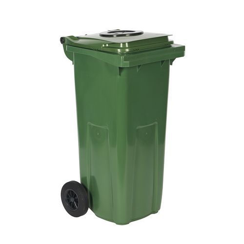 Plastová venkovní popelnice na tříděný odpad s otvorem, objem 120 l, zelená