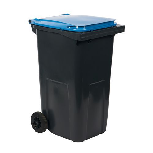 Plastová venkovní popelnice na tříděný odpad, objem 240 l, šedá/modrá