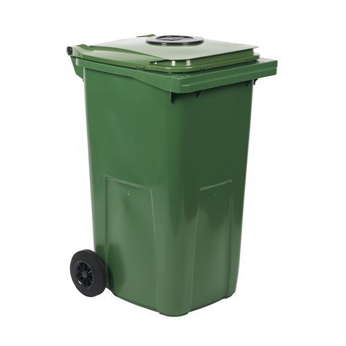Plastová venkovní popelnice na tříděný odpad s otvorem, objem 240 l, zelená