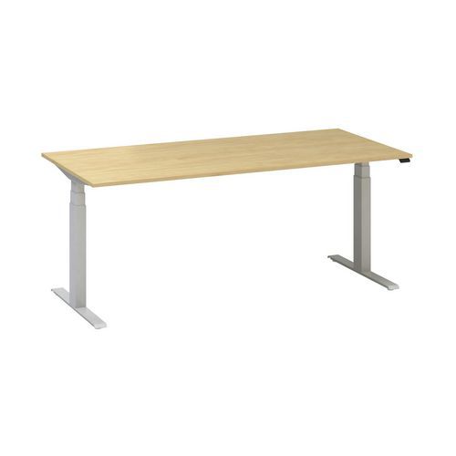 Výškově nastavitelný kancelářský stůl Alfa Up s šedým podnožím, 180 x 80 x 61,5-127,5 cm, dezén divoká hruška
