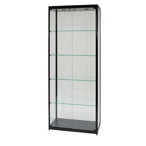 Skleněná produktová vitrína Manutan Expert, 200 x 80 x 40 cm, černá