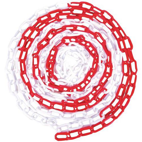 Plastový řetěz k zahrazovacím sloupkům Manutan Expert, 25 m, červený/bílý