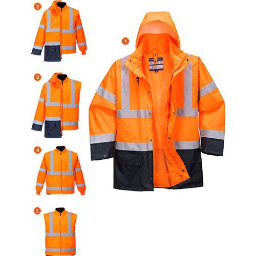 Reflexní nepromokavá bunda Essential Hi-Vis 5v1, oranžová/modrá, vel. 5XL