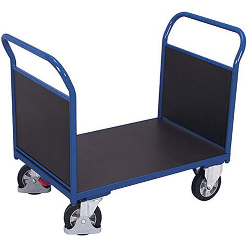 Plošinový vozík se dvěma madly s plnou výplní, do 1 000 kg, 101,5 x 139,5 x 80 cm, modrý