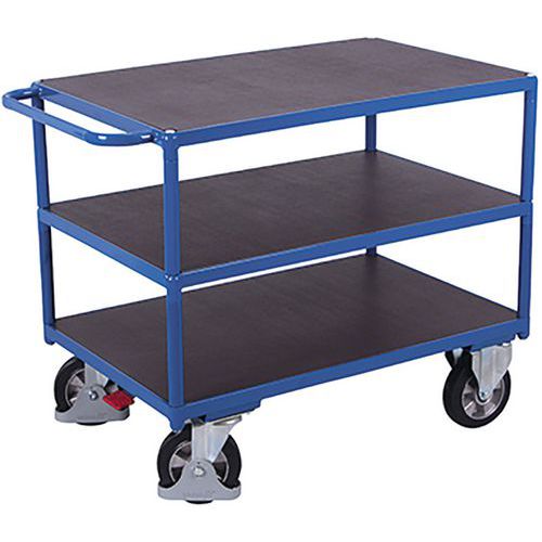 Policový vozík s madlem, do 1 000 kg, 3 police, 92,5 x 179 x 80 cm, modrý