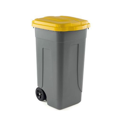 Plastová popelnice Cheriff na tříděný odpad, 100 l, šedá/žlutá