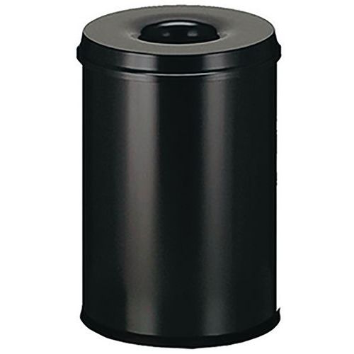 Kovový samozhášecí odpadkový koš Manutan Expert Safe, objem 20 l, černý