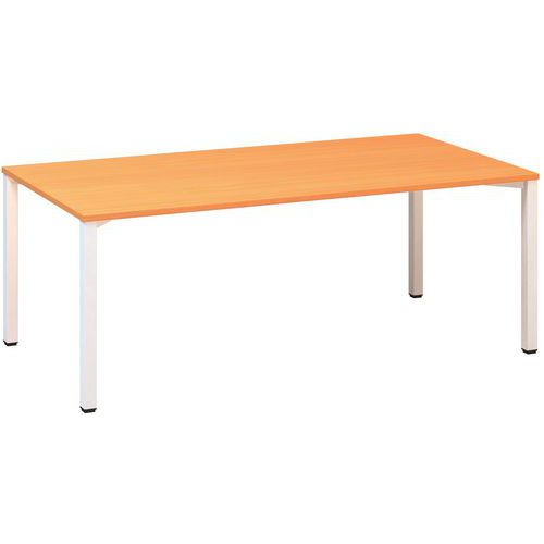 Konferenční stůl Alfa 420 s bílým podnožím, 200 x 100 x 74,2 cm, dezén buk Bavaria