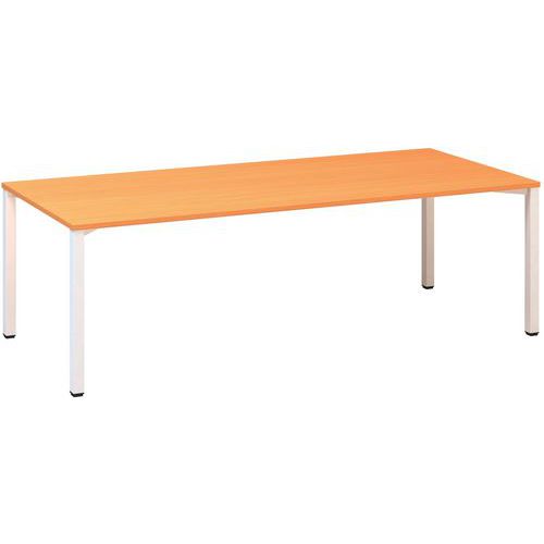 Konferenční stůl Alfa 420 s bílým podnožím, 240 x 100 x 74,2 cm, dezén buk Bavaria
