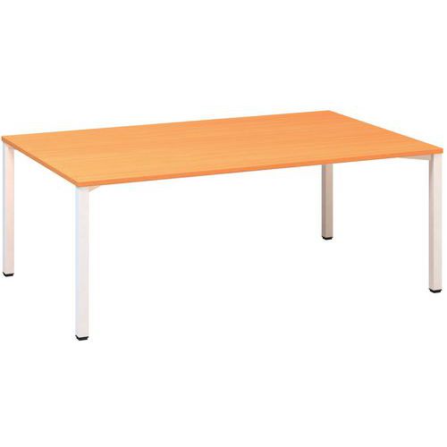 Konferenční stůl Alfa 420 s bílým podnožím, 200 x 120 x 74,2 cm, dezén buk Bavaria
