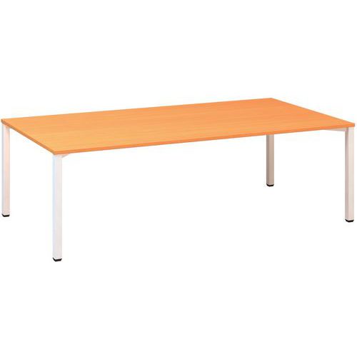 Konferenční stůl Alfa 420 s bílým podnožím, 240 x 120 x 74,2 cm, dezén buk Bavaria