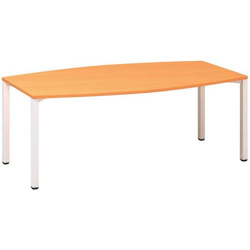 Konferenční stůl Alfa 420 s bílým podnožím, 200 x 110 x 74,2 cm, dezén buk Bavaria