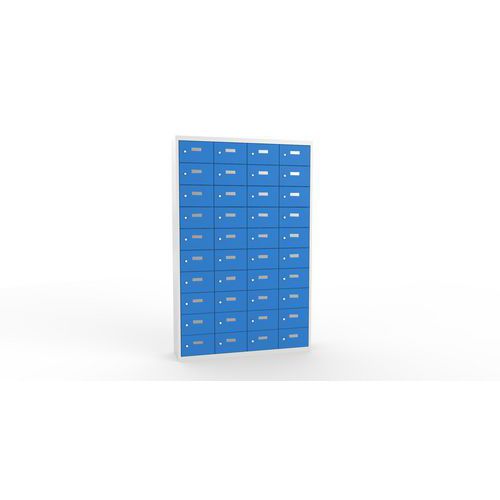 Svařovaná skříň na osobní věci Ron I, 40 boxů, cylindrický zámek, šedá/světle modrá
