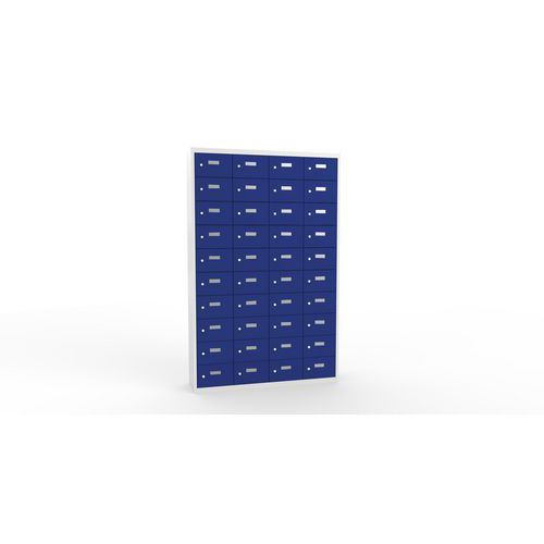 Svařovaná skříň na osobní věci Ron I, 40 boxů, cylindrický zámek, šedá/tmavě modrá