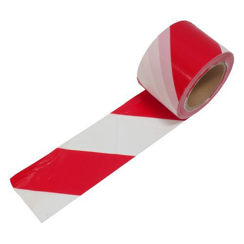 Páska výstražná, nelepicí, červeno – bílá, 80 mm x 100 m