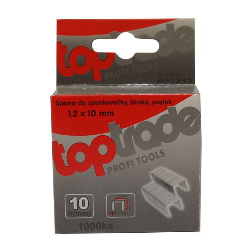 TOPTRADE spona do sponkovačky, pozinkovaná, široká, balení 1000 ks, 1,2 x 12 mm