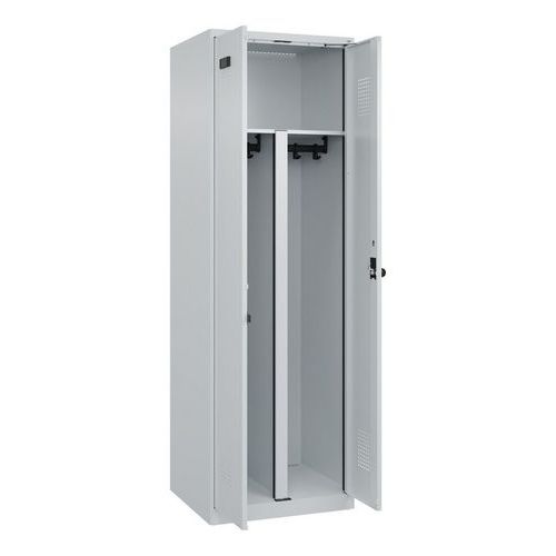 Šatní skříňka 2 oddíly, dvoukřídlá, Evolo Plus New, šedá, otočný uzávěr