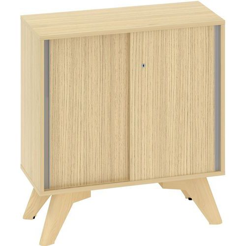 Nízká skříň Alfa Root s posuvnými dvířky, 1 police, 80 x 45 x 88,7 cm, dub