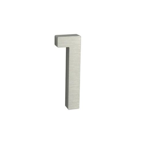 Hliníkové číslo v 3D provedení s broušeným povrchem, znak "1", stříbrné