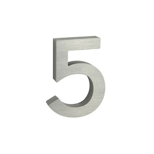 Hliníkové číslo v 3D provedení s broušeným povrchem, znak "5", stříbrné