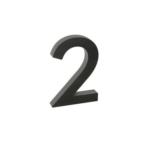 Hliníkové číslo v 3D provedení s broušeným povrchem, znak "2", černé