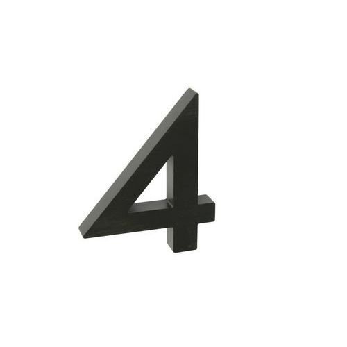 Hliníkové číslo v 3D provedení s broušeným povrchem, znak "4", černé